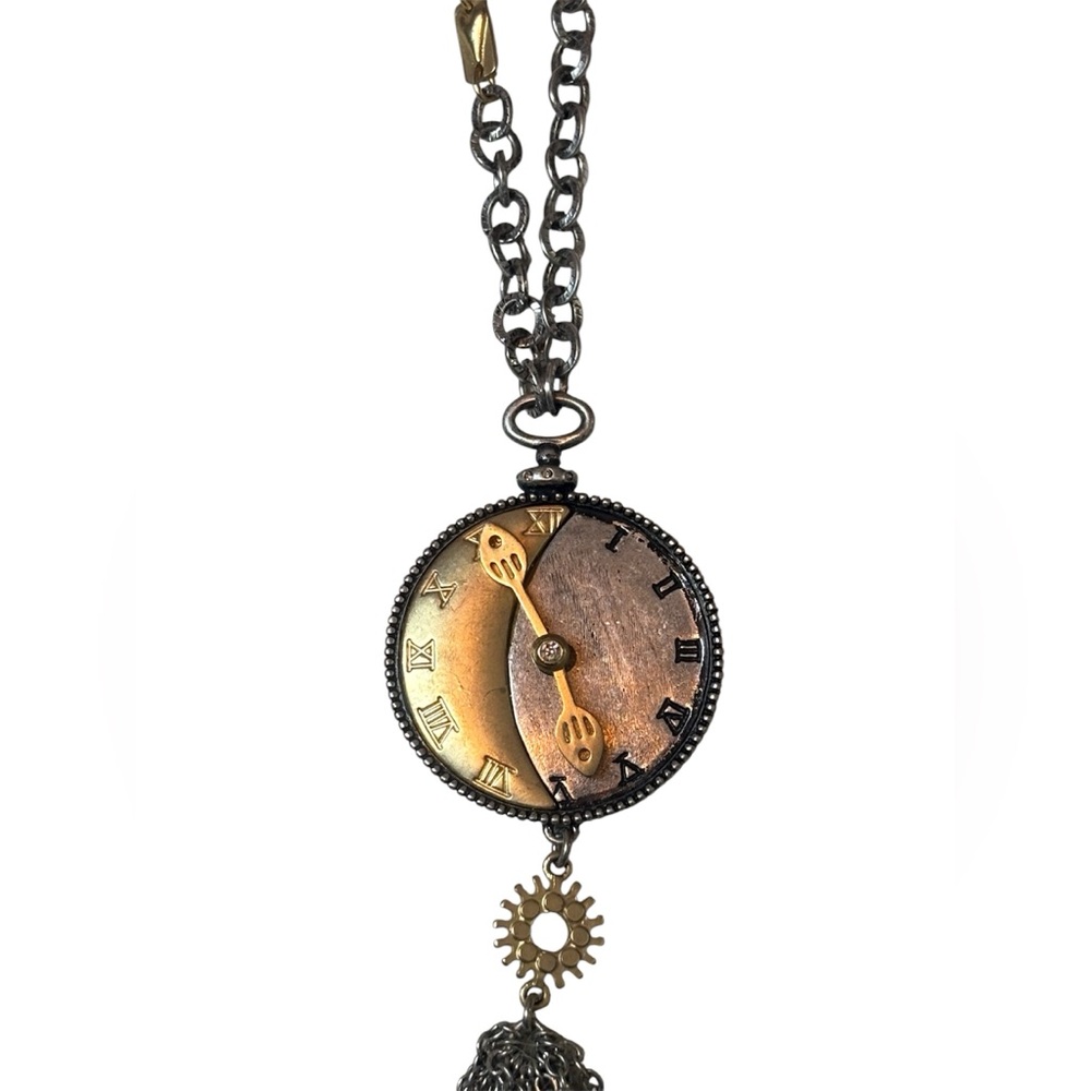 Chico’s Moon Clock Necklace Vintage